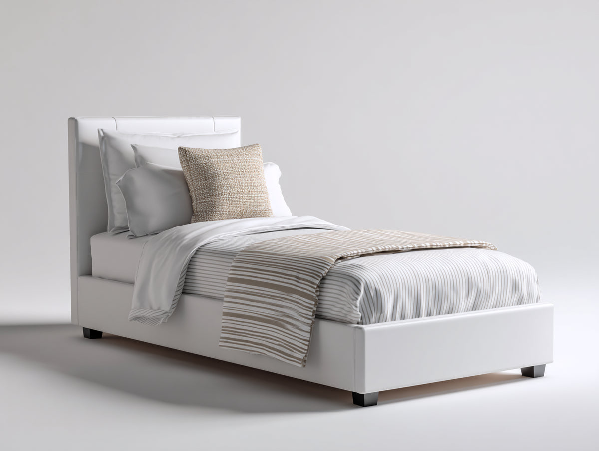 Lit simple - Bois - 90x200x110 cm - Blanc - Style moderne