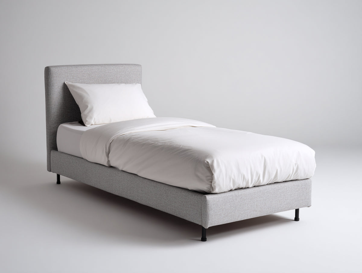 Lit simple - Tissu - 200x90x120 cm - Gris clair - Style minimaliste