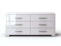 Commode - bois - 160x45x85 cm - blanc brillant - style moderne épuré