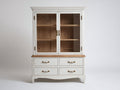 Vitrine - Bois-Verre - 120x45x190 cm - Blanc - Style classique