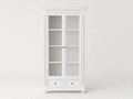 Vitrine - Bois-Verre - 100x40x200 cm - Blanc - Style classique