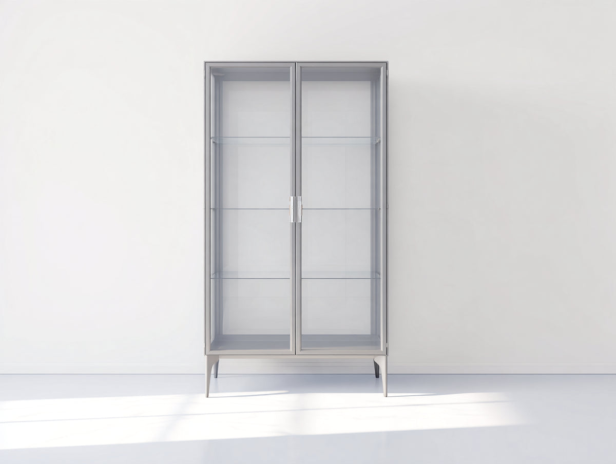 Vitrine - Métal-Verre - 100x40x180 cm - Gris - Style moderne
