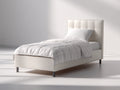 Lit simple - Similicuir - 200x90x125 cm - Blanc - Style contemporain