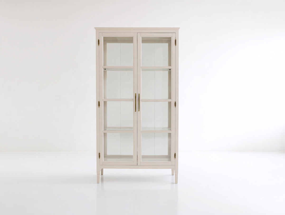 Vitrine - Bois-Verre - 100x45x200 cm - Beige - Style classique