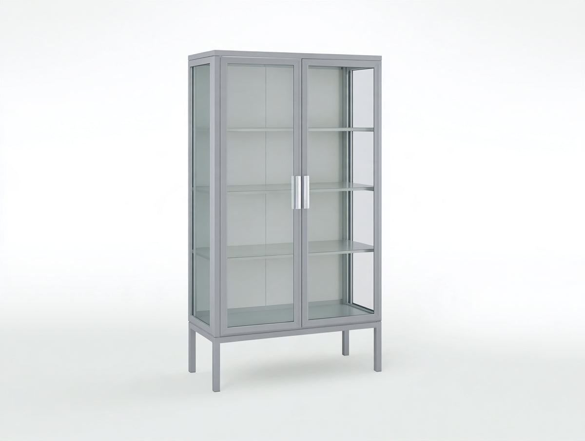 Vitrine - Métal-Verre - 100x45x190 cm - Gris - Style moderne