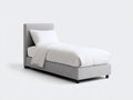 Lit simple - Tissu - 200x90x115 cm - Gris clair - Style contemporain