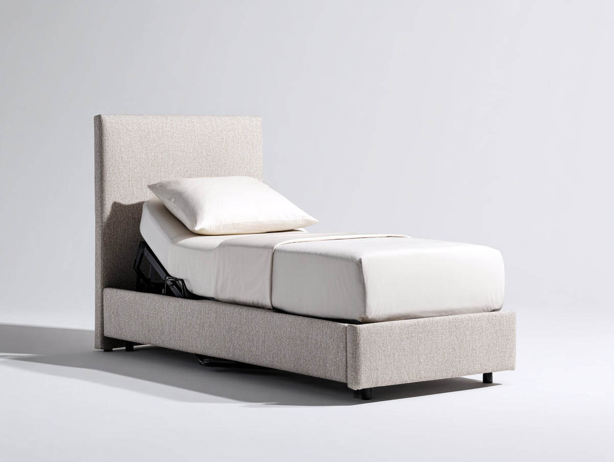 Lit simple - Tissu - 200x90x120 cm - Beige - Style moderne
