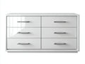 Commode - bois - 150x45x85 cm - blanc brillant - style moderne minimaliste