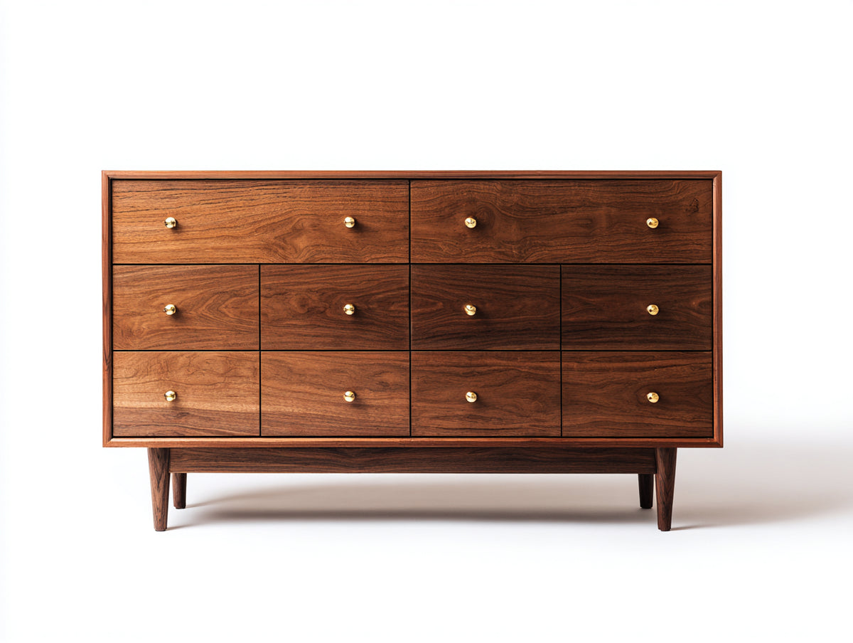 Commode - bois - 160 x 42 x 85 cm - marron foncé - style moderne du milieu du siècle