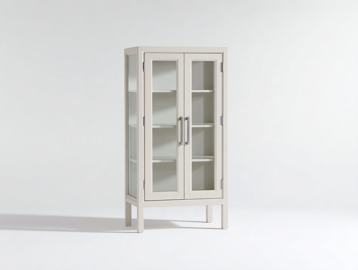 Vitrine - Bois-Verre - 90x40x180 cm - Blanc - Style moderne