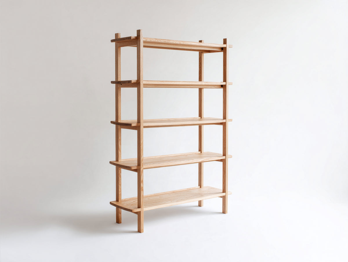 Bibliothèque-Bois-120x35x200 cm-naturel-style scandinave