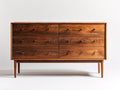 Commode - bois - 150x45x85 cm - brun noyer - style scandinave rétro