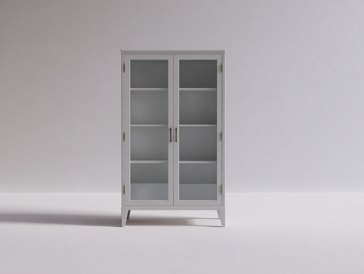 Vitrine - Bois-Verre - 90x40x180 cm - Blanc - Style contemporain