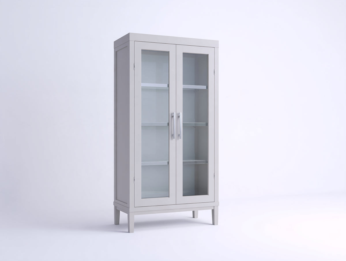 Vitrine - Bois-Verre - 100x40x180 cm - Blanc - Style moderne